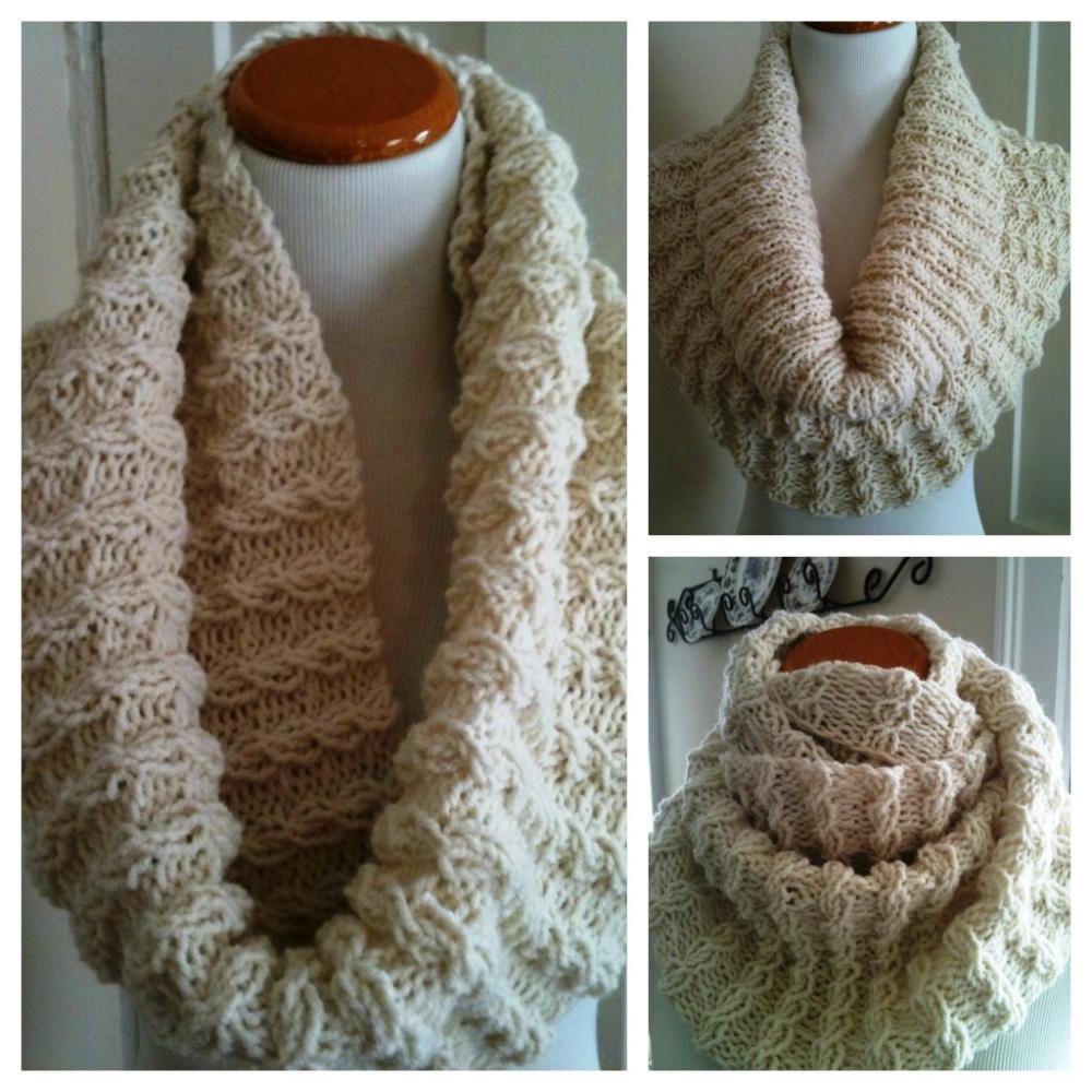 Handknit Oversized Cable-twist Cowl In Cream